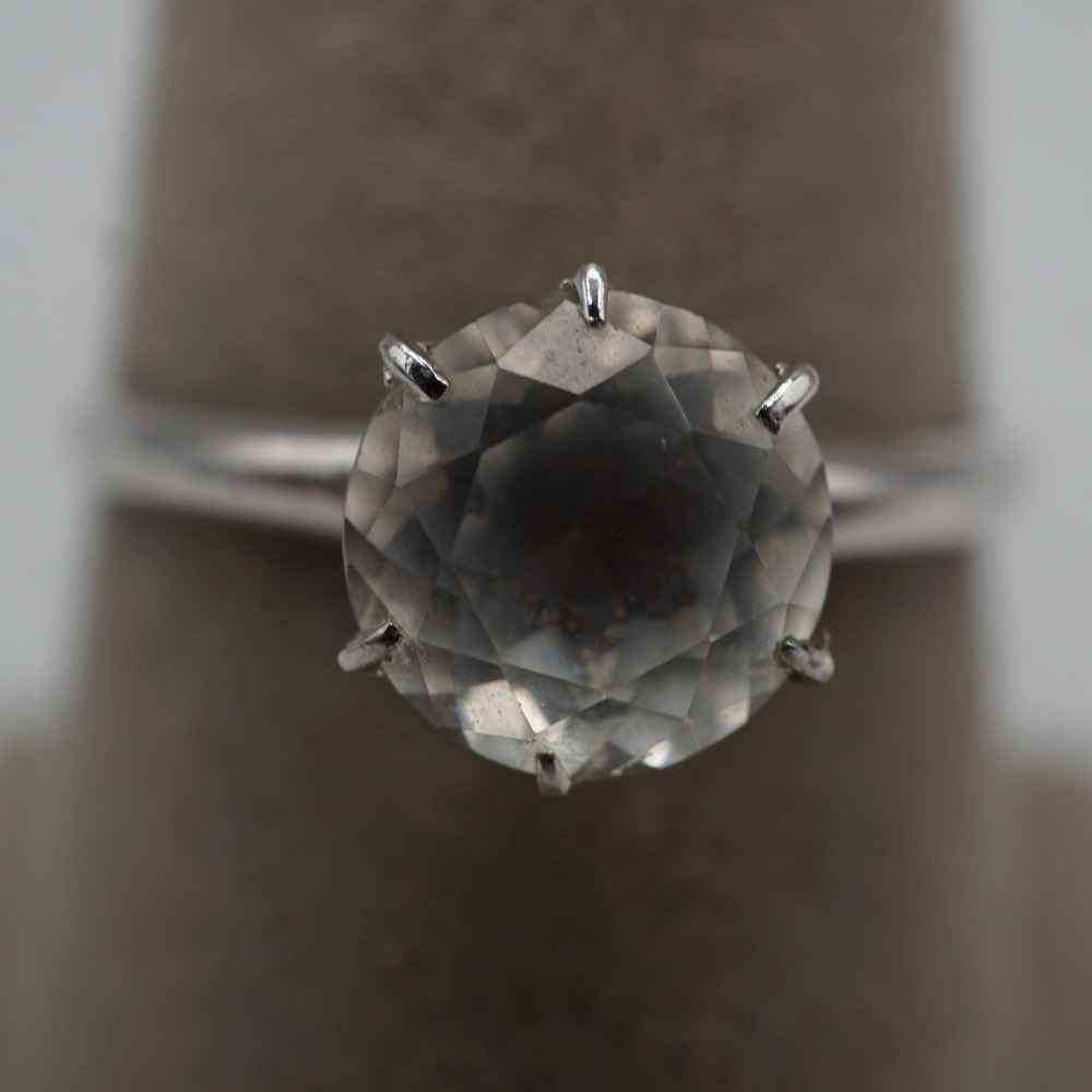Sterling Silver 925 Round Solitaire Prong Set Ring Size 9 2.23g - Picture 2 of 5